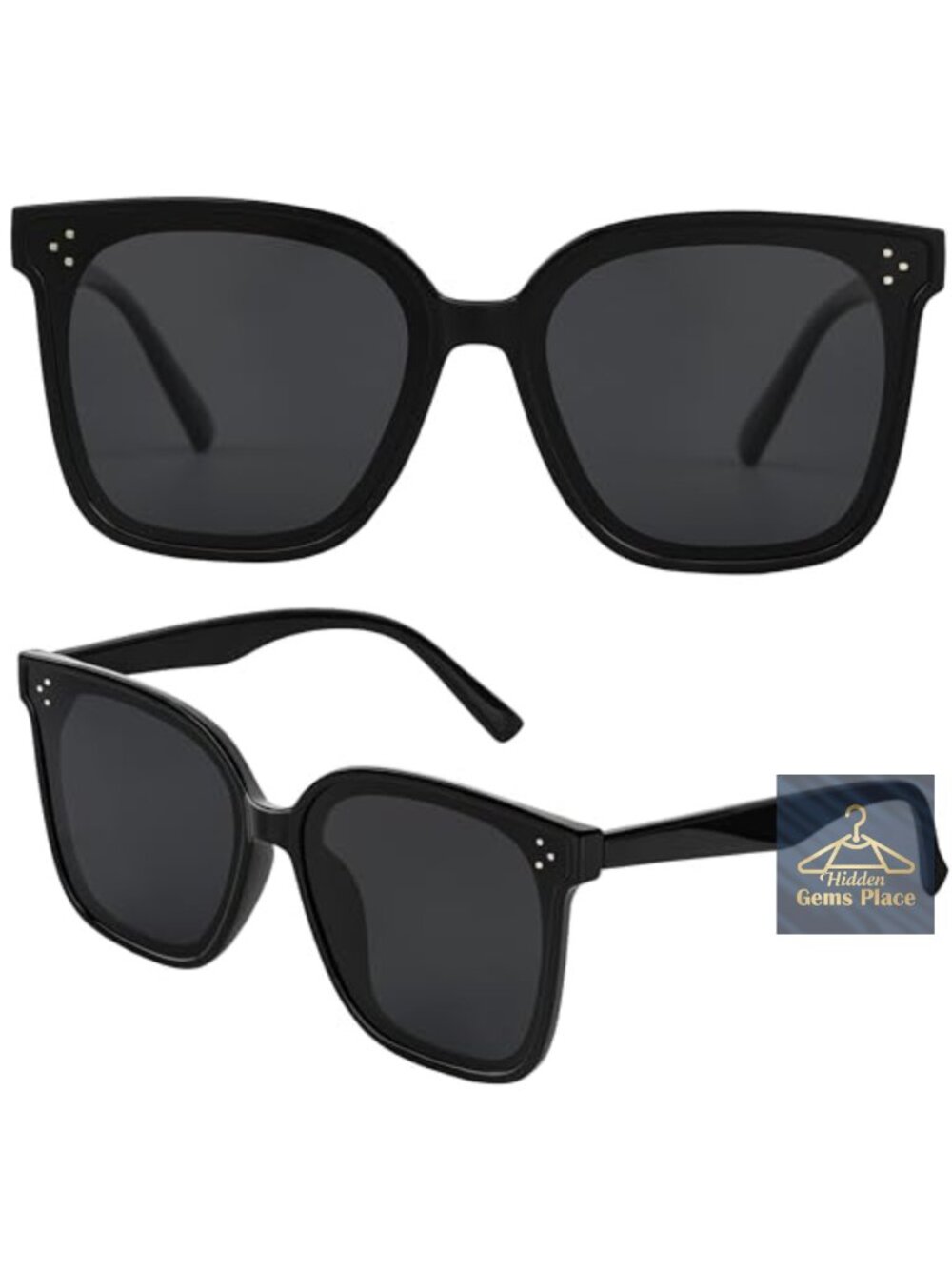 Oversized Retro Polarized Square Sunglasses UV400 TR90 Frame for Women Men